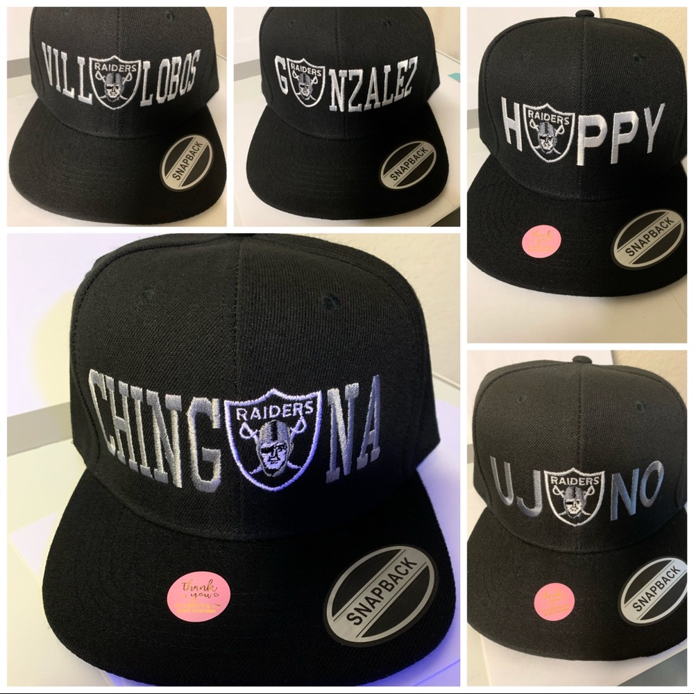 Raiders hats Raiders caps your name/text embroidered with the Raiders logo 🥳
